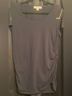 Michael Kors Women’s Navy Blue Short Sleeve Ruched Side Top Size Large